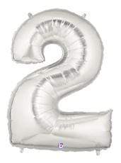 Betallic Mylar & Foil 2 Silver 40" Giant Balloon Letters and Numbers