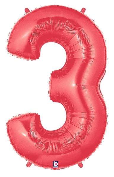 Betallic Mylar & Foil 3 40" Giant Red Megaloon Number Balloons