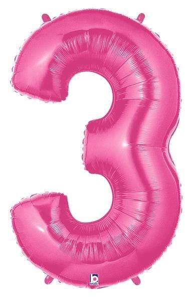 Betallic Mylar & Foil 3 Giant Pink Numbers 40" Foil Balloons