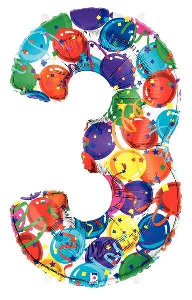 Betallic Mylar & Foil 3 Party Time 40" Foil Numbers by Betallic