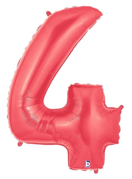 Betallic Mylar & Foil 4 40" Giant Red Megaloon Number Balloons