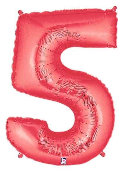 Betallic Mylar & Foil 5 40" Giant Red Megaloon Number Balloons
