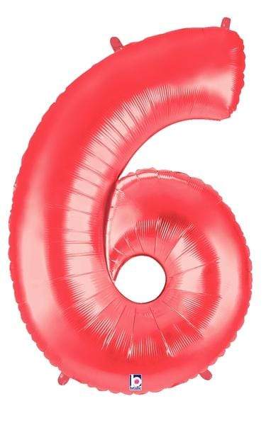 Betallic Mylar & Foil 6 40" Giant Red Megaloon Number Balloons