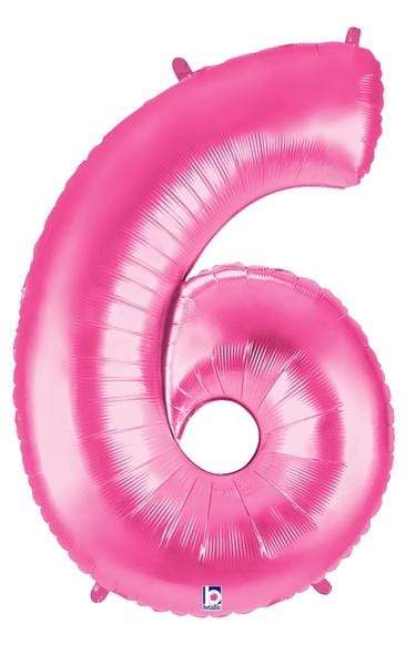 Betallic Mylar & Foil 6 Giant Pink Numbers 40" Foil Balloons