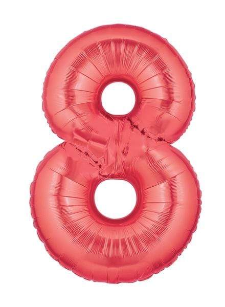 Betallic Mylar & Foil 8 40" Giant Red Megaloon Number Balloons