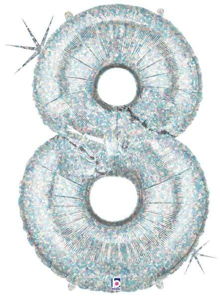 Betallic Mylar & Foil 8 40" Holographic Number Foil Balloons