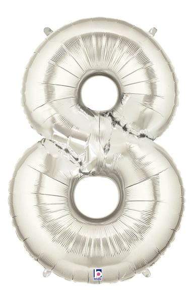 Betallic Mylar & Foil 8 Silver 40" Giant Balloon Letters and Numbers