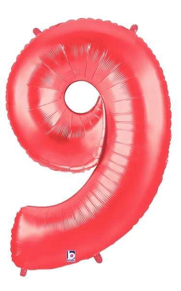 Betallic Mylar & Foil 9 40" Giant Red Megaloon Number Balloons