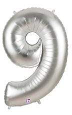 Betallic Mylar & Foil 9 Silver 40" Giant Balloon Letters and Numbers