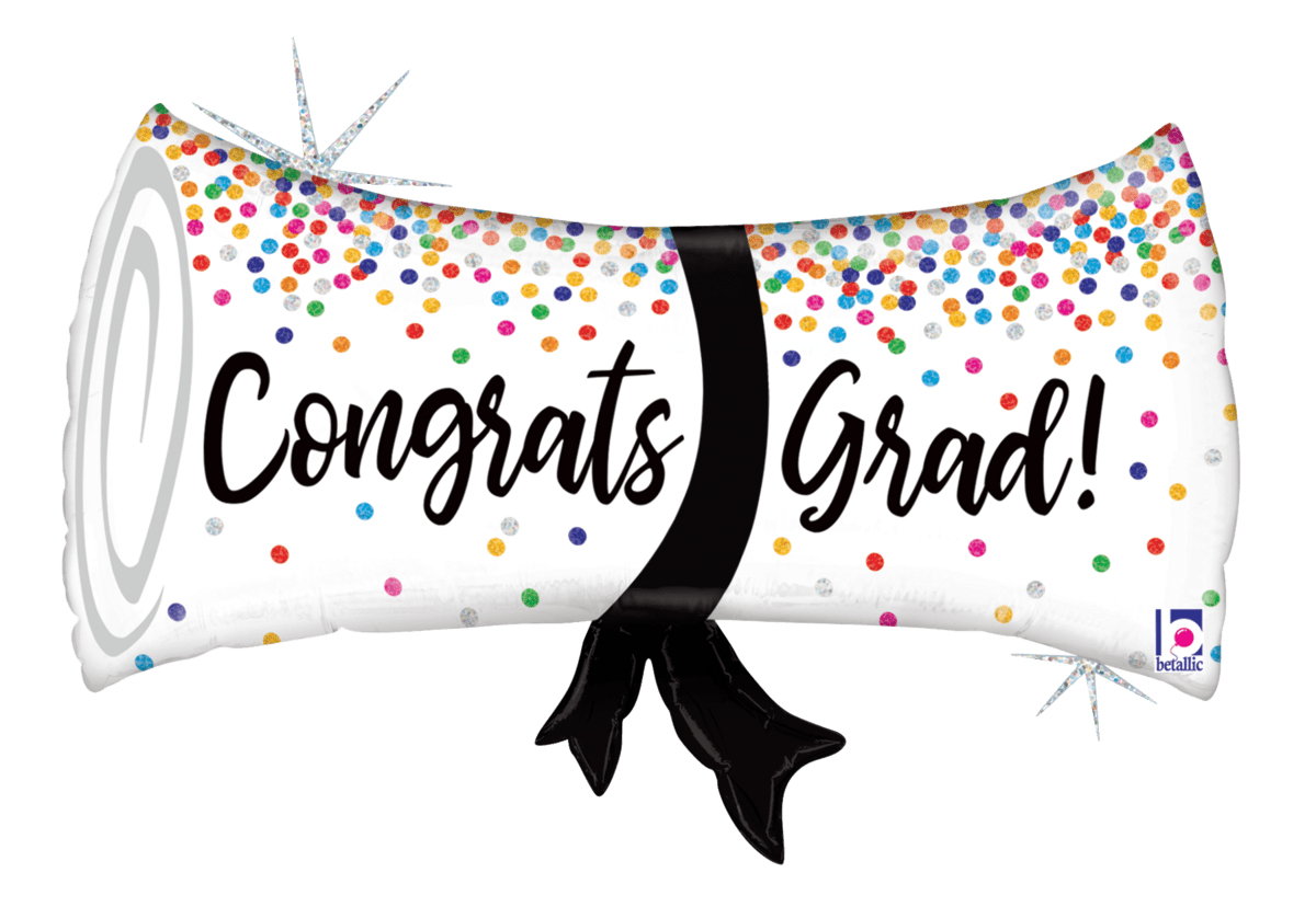 Betallic Mylar & Foil Congrats Grad! Confetti Diploma 31″ Balloon