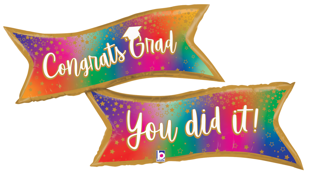 Betallic Mylar & Foil Congrats Grad You Did It! Banner 49″ Balloon