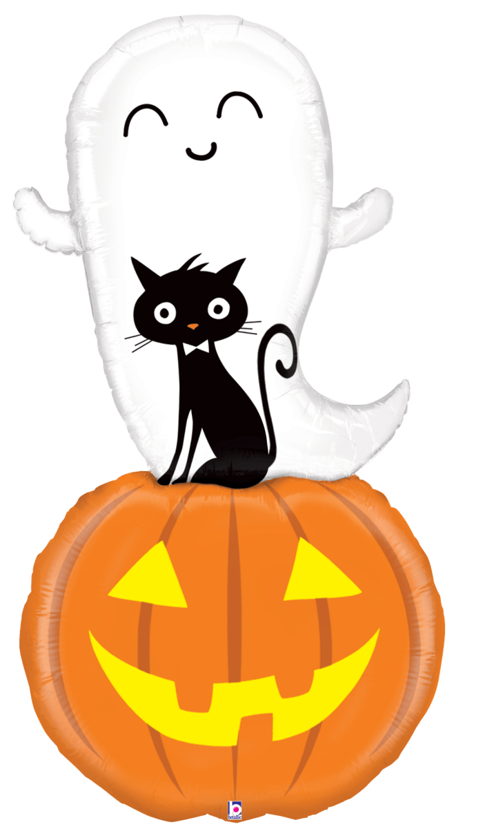 Betallic Mylar & Foil Ghost Cat Pumpkin Halloween 60″ Balloon