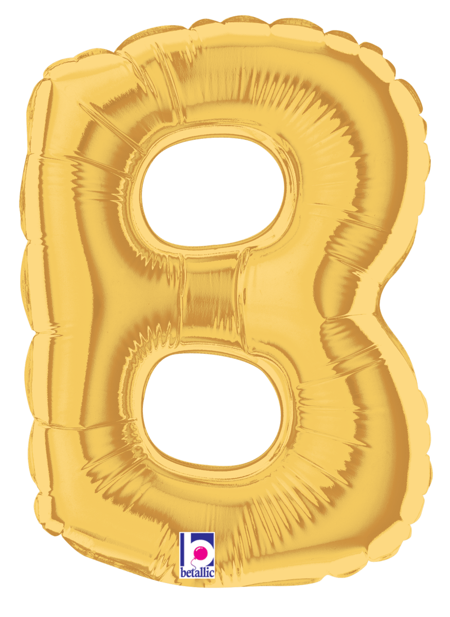 Betallic Mylar & Foil Gold Letter B (requires heat-sealing) 7″ Balloon