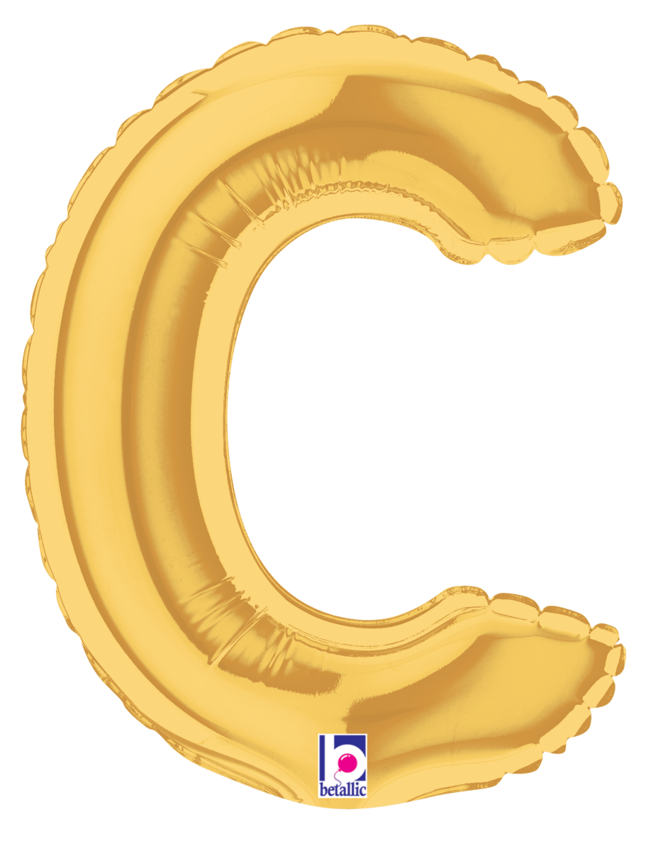 Betallic Mylar & Foil Gold Letter C (requires heat-sealing) 7″ Balloon
