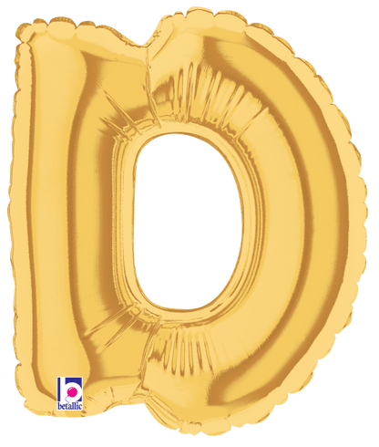 Betallic Mylar & Foil Gold Letter D (requires heat-sealing) 7″ Balloon