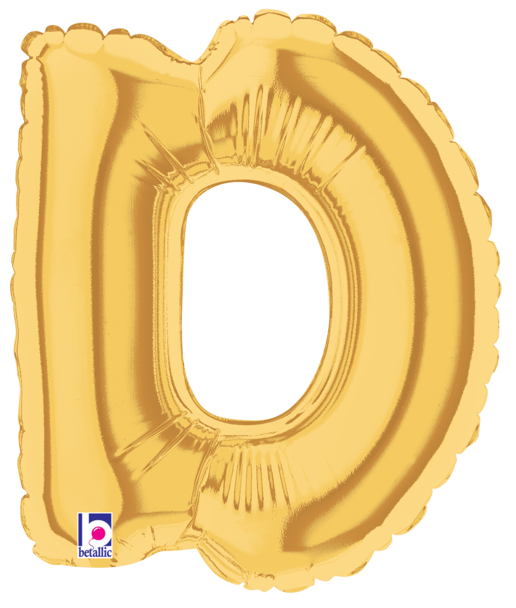 Betallic Mylar & Foil Gold Letter D (requires heat-sealing) 7″ Balloon