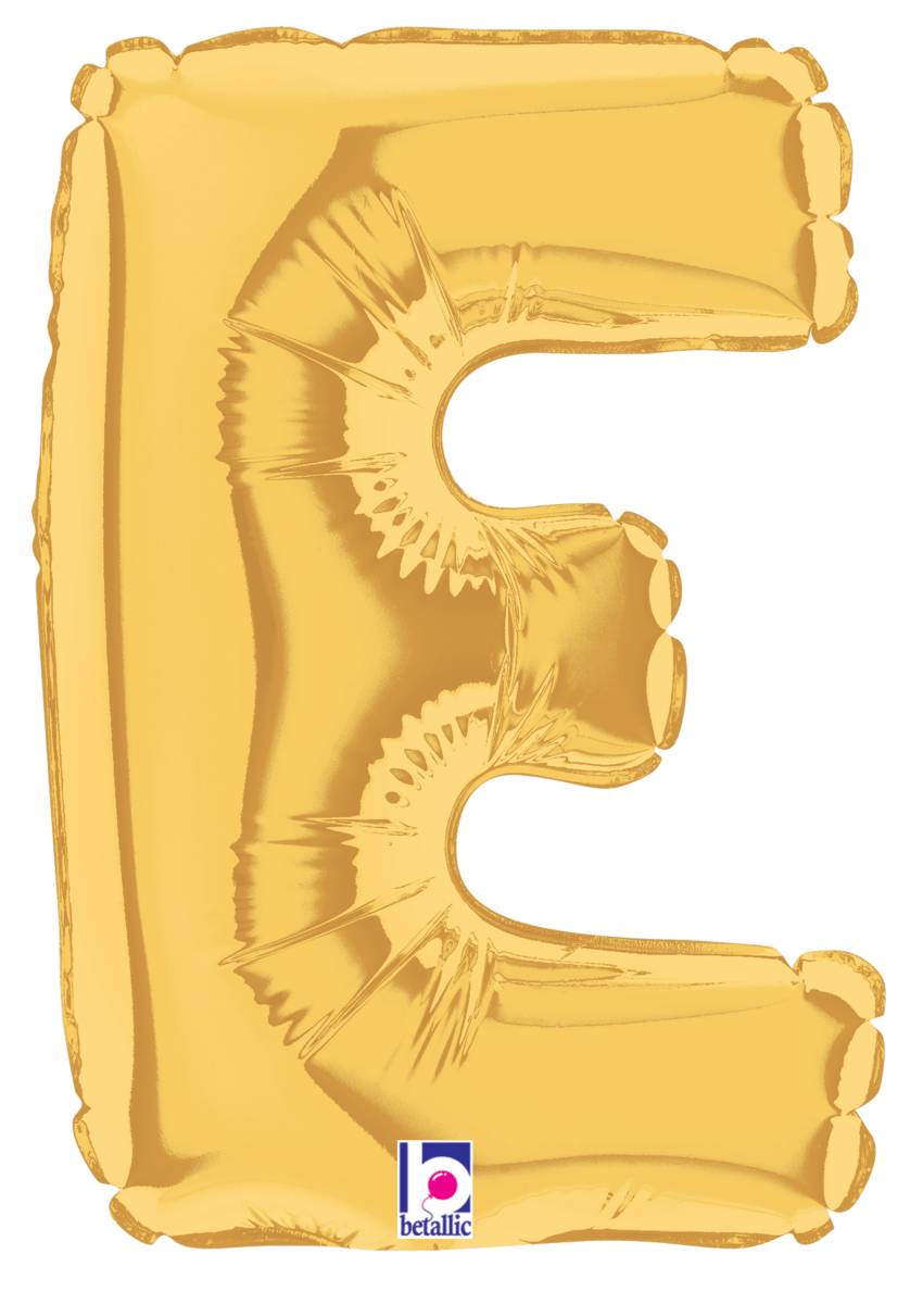 Betallic Mylar & Foil Gold Letter E (requires heat-sealing) 7″ Balloon