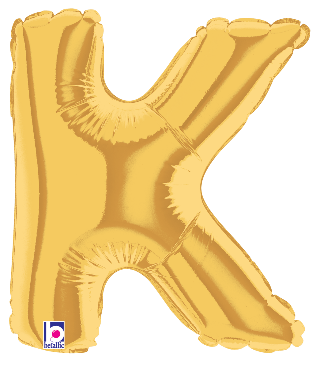 Betallic Mylar & Foil Gold Letter K (requires heat-sealing) 7″ Balloon