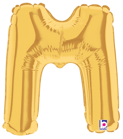 Betallic Mylar & Foil Gold Letter M (requires heat-sealing) 7″ Balloon