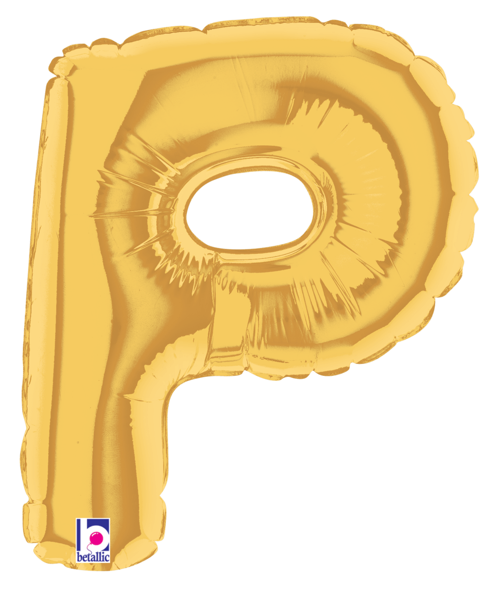 Betallic Mylar & Foil Gold Letter P (requires heat-sealing) 7″ Balloon