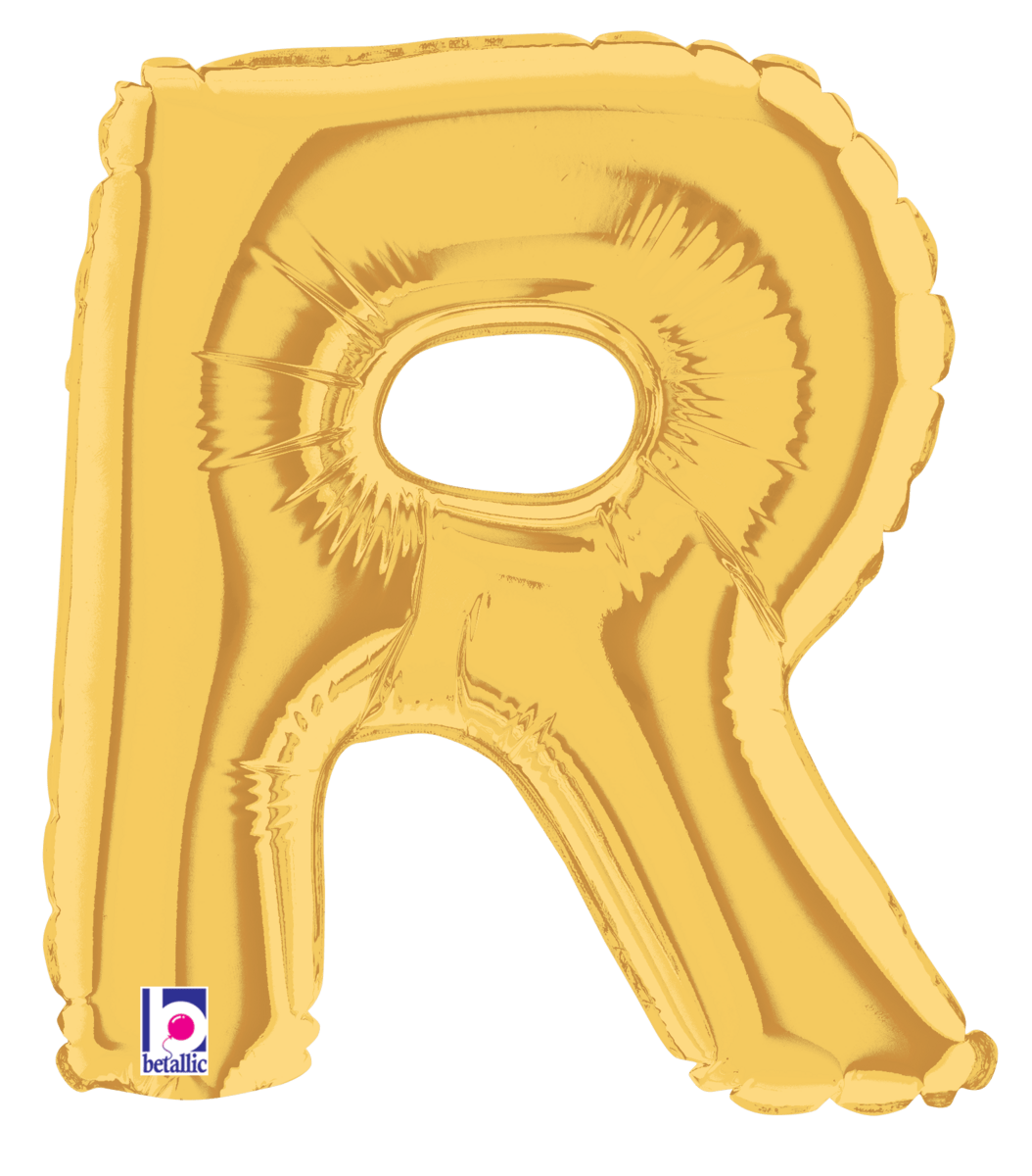 Betallic Mylar & Foil Gold Letter R (requires heat-sealing) 7″ Balloon