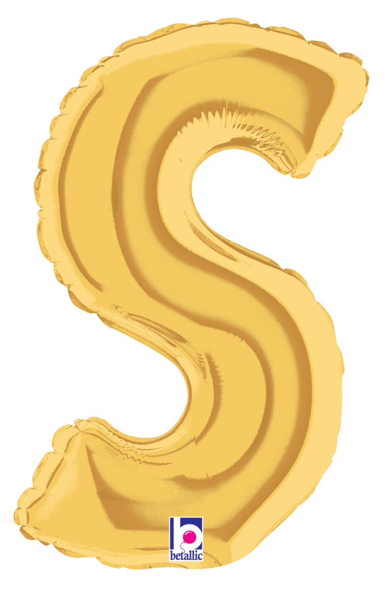 Betallic Mylar & Foil Gold Letter S (requires heat-sealing) 7″ Balloon
