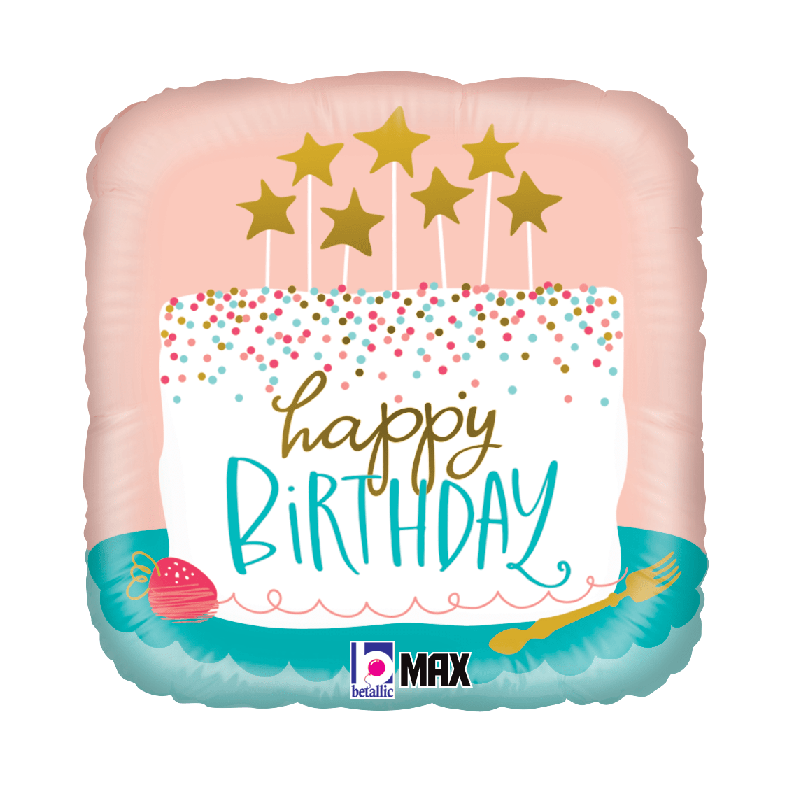 Betallic Mylar & Foil Happy Birthday Confetti Cake 18″ Balloon