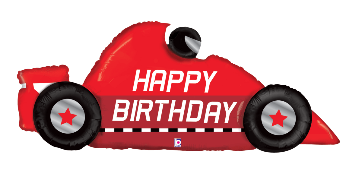 Betallic Mylar & Foil Happy Birthday Race Car 56″ Balloon
