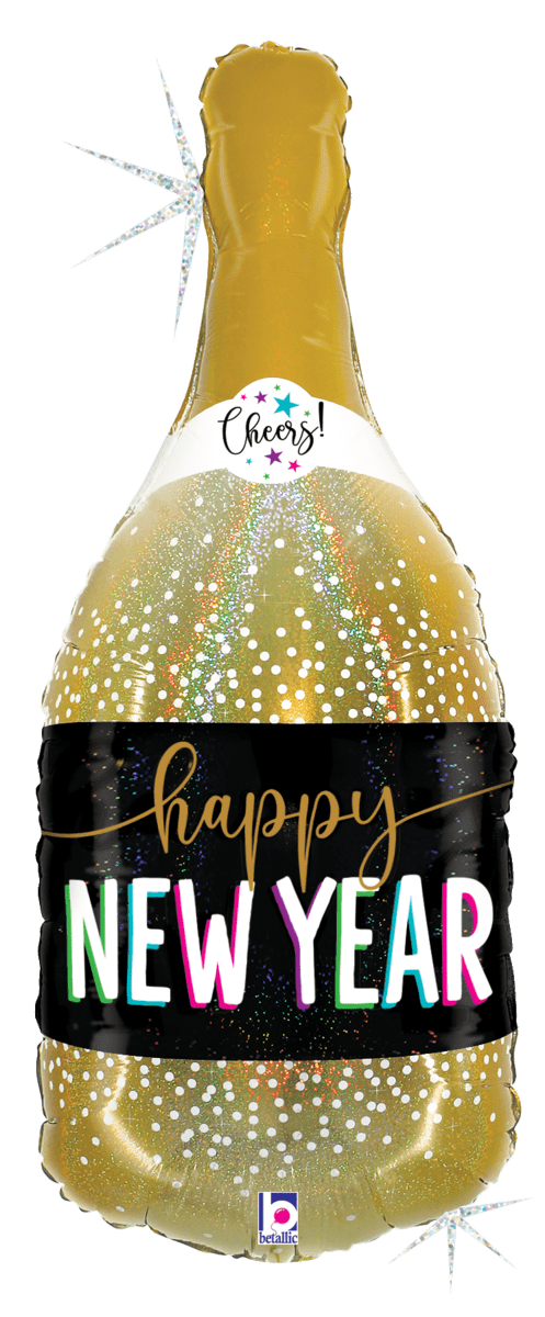 Betallic Mylar & Foil Happy New Year Champagne Bottle 36″ Balloon