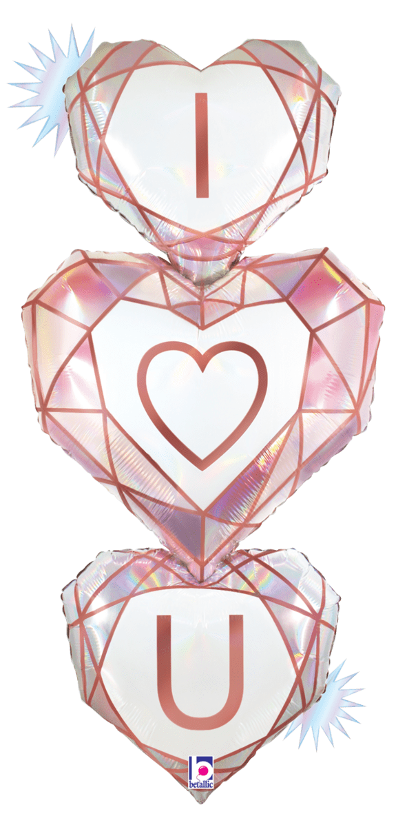 Betallic Mylar & Foil I Love You Gem Opal Diamonds 48″ Balloon