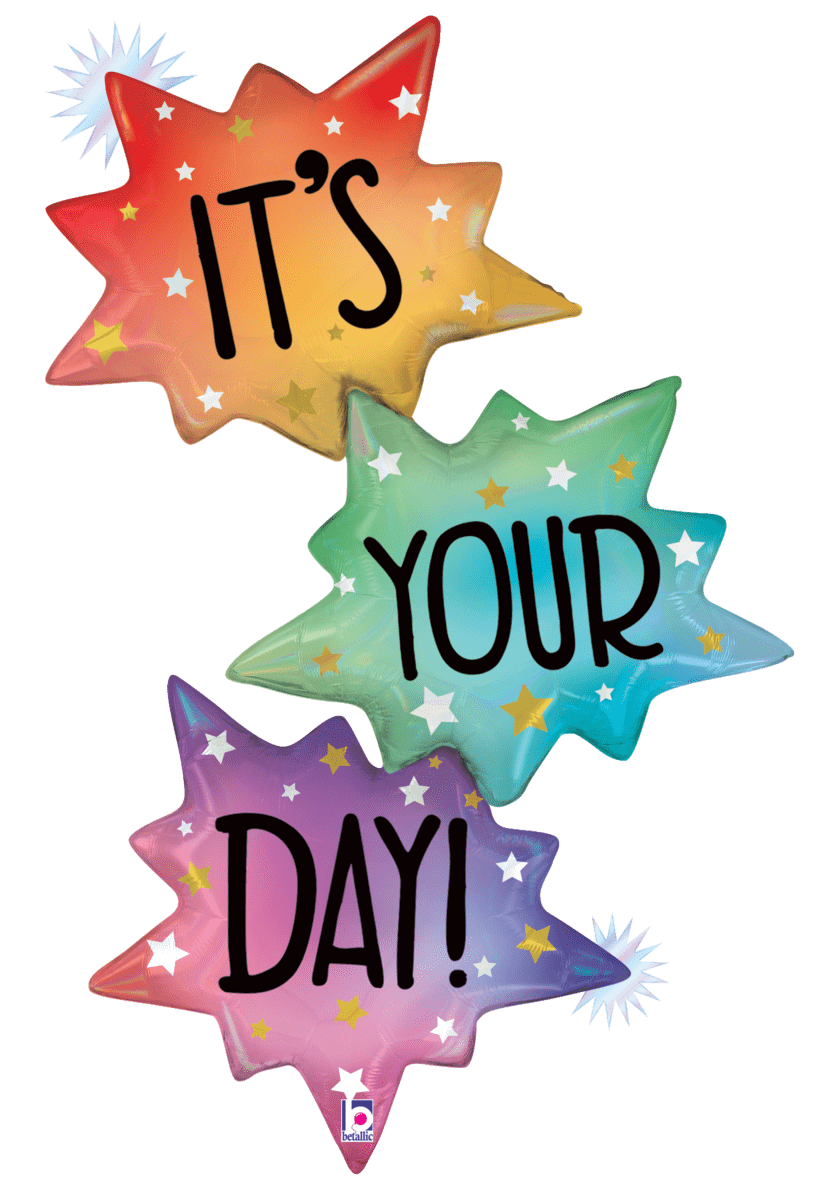 Betallic Mylar & Foil It's Your Day Opal Burst 51″ Balloon