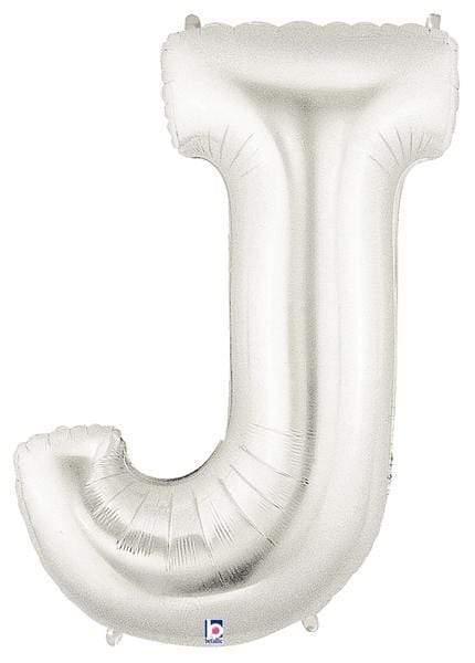 Betallic Mylar & Foil J Silver 40" Giant Balloon Letters and Numbers