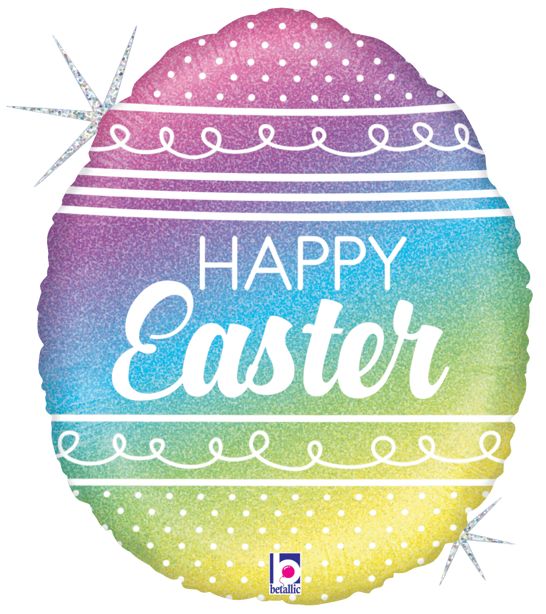 Betallic Mylar & Foil Pastel Rainbow Easter Egg 18″ Balloon