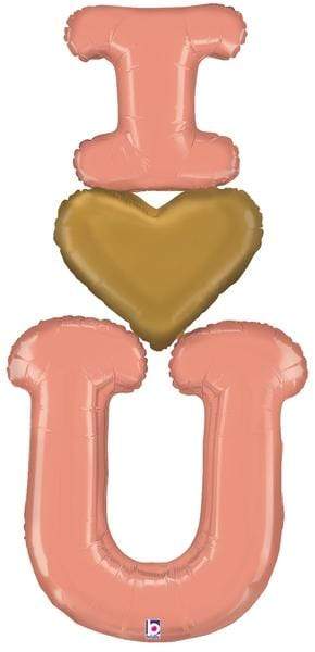 Betallic Mylar & Foil Rose Gold Giant I Heart U 60″ Balloon