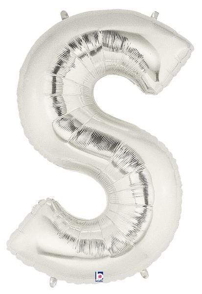 Betallic Mylar & Foil S Silver 40" Giant Balloon Letters and Numbers