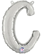 Betallic Mylar & Foil Script Cursive Balloon Letter C Silver
