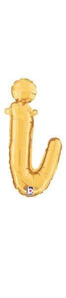 Betallic Mylar & Foil Script Cursive Balloon Letter I Gold