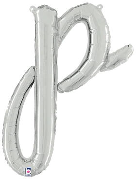 Betallic Mylar & Foil Script Cursive Balloon Letter P Silver