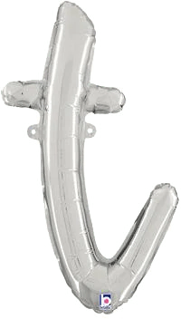 Betallic Mylar & Foil Script Cursive Balloon Letter T Silver