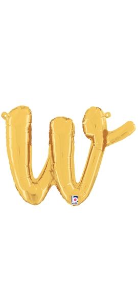 Betallic Mylar & Foil Script Cursive Balloon Letter W Gold