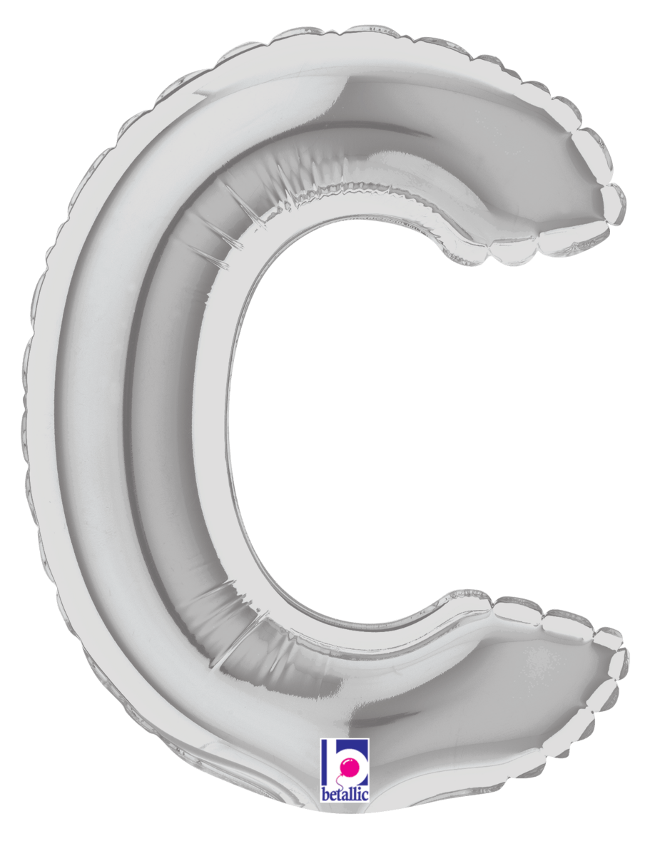 Betallic Mylar & Foil Silver Letter C (requires heat-sealing) 7″ Balloon
