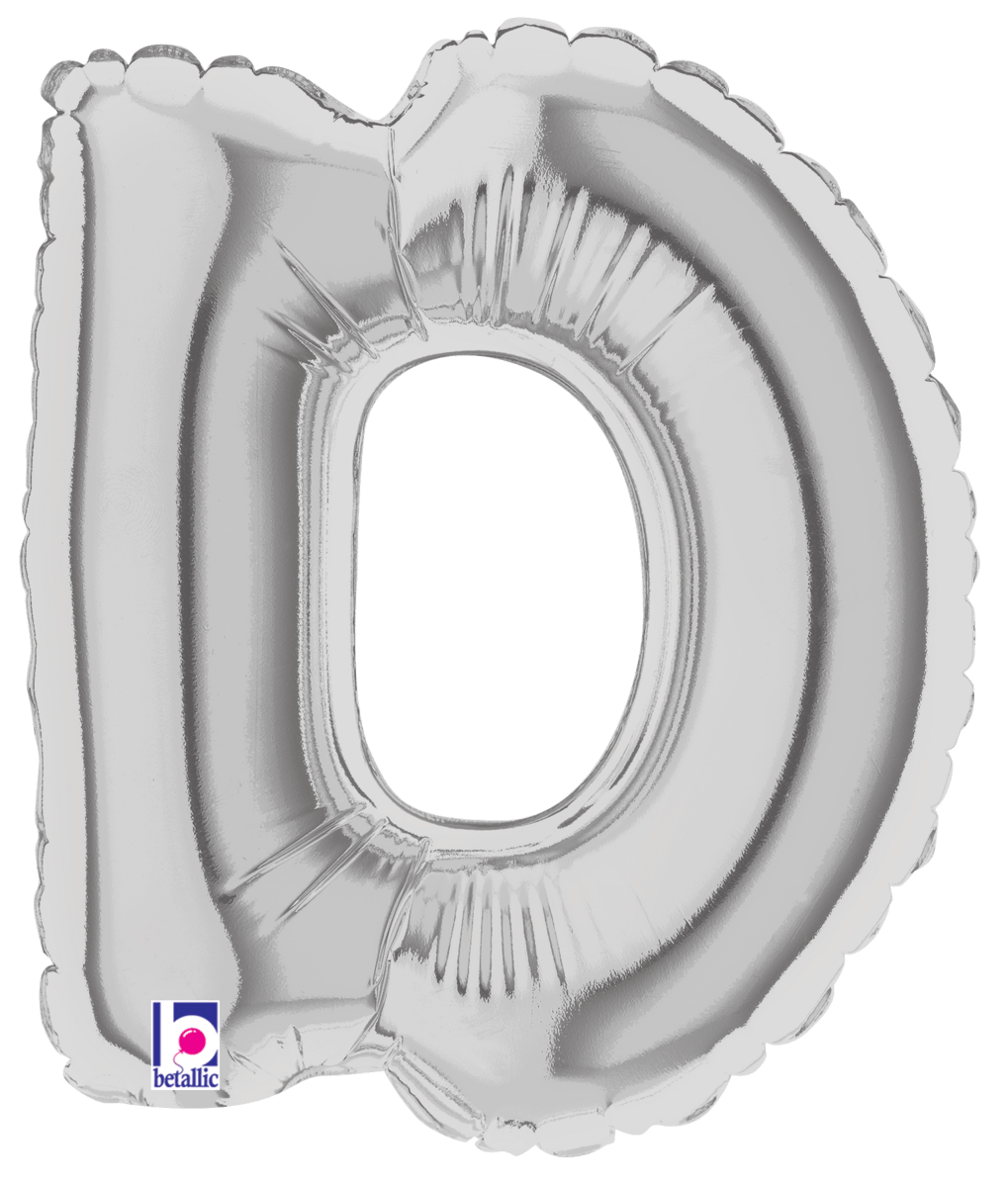 Betallic Mylar & Foil Silver Letter D (requires heat-sealing) 7″ Balloon