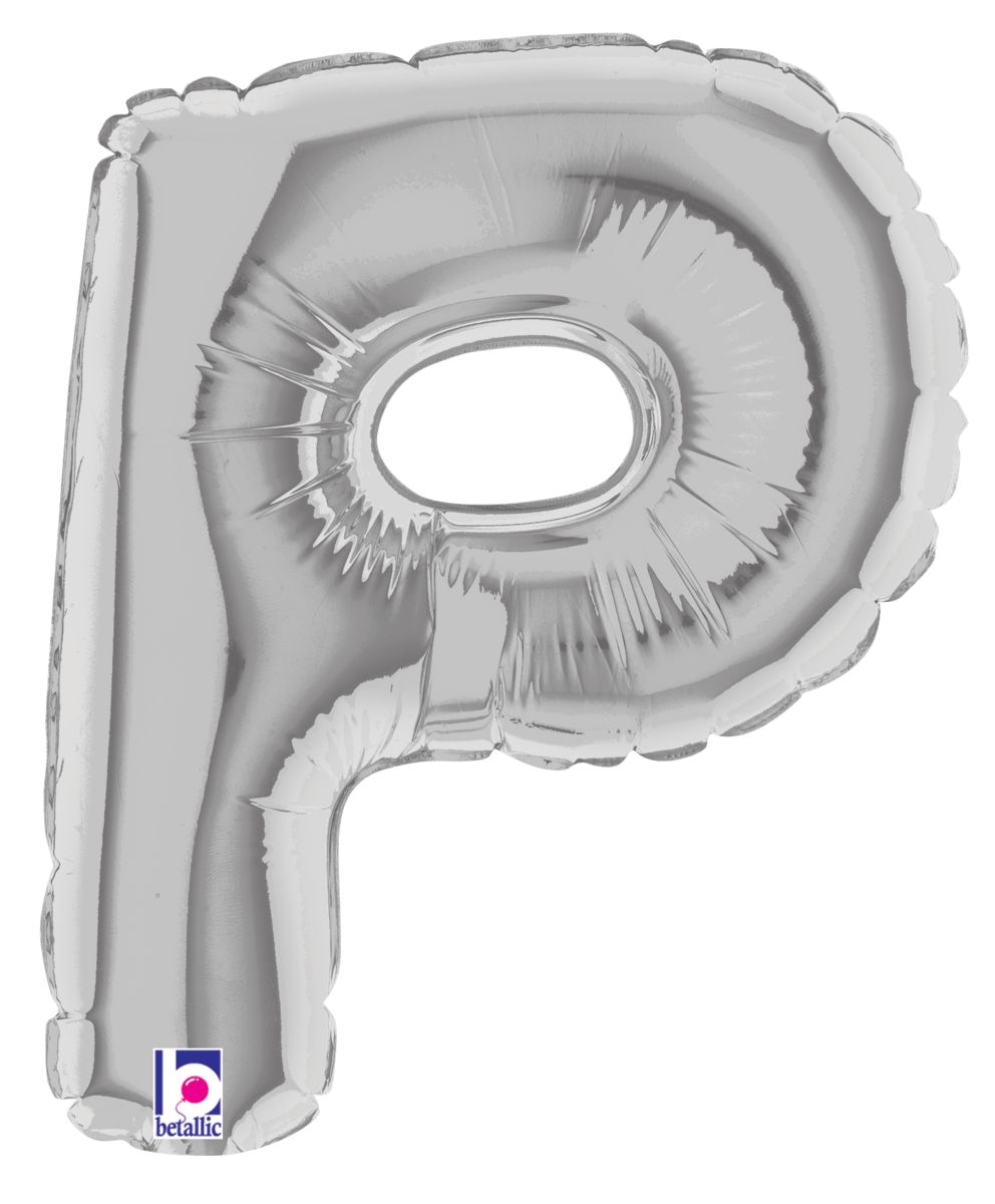 Betallic Mylar & Foil Silver Letter P (requires heat-sealing) 7″ Balloon