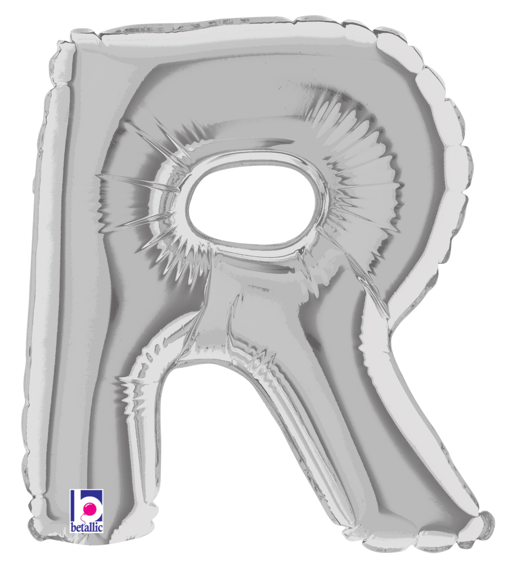 Betallic Mylar & Foil Silver Letter R (requires heat-sealing) 7″ Balloon