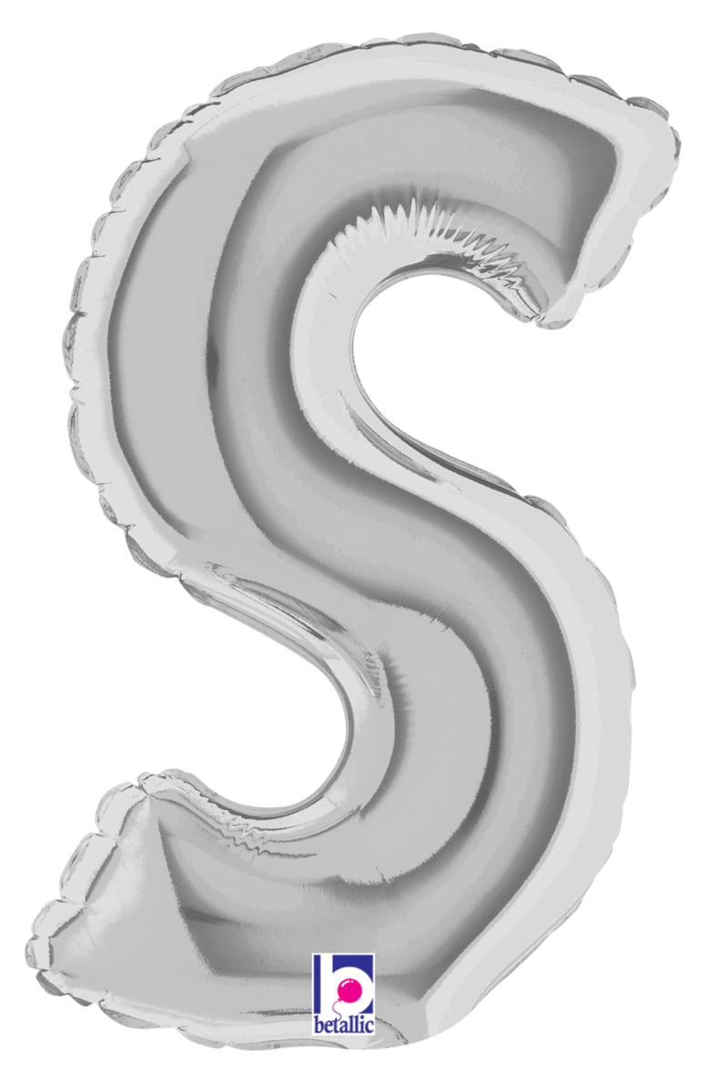 Betallic Mylar & Foil Silver Letter S (requires heat-sealing) 7″ Balloon