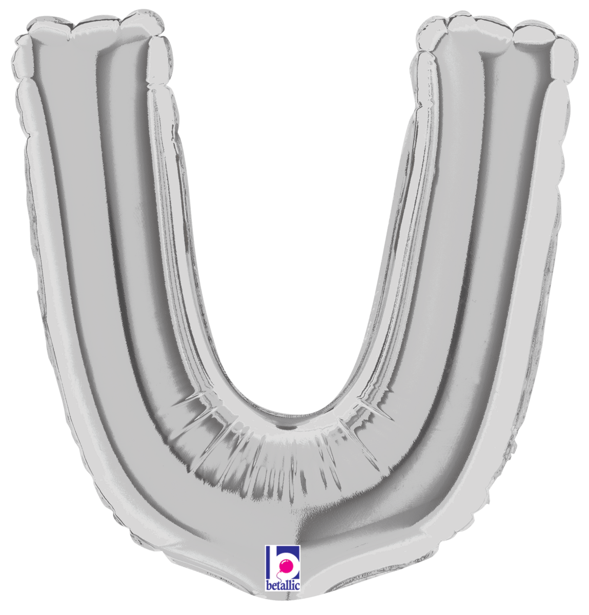 Betallic Mylar & Foil Silver Letter U (requires heat-sealing) 7″ Balloon