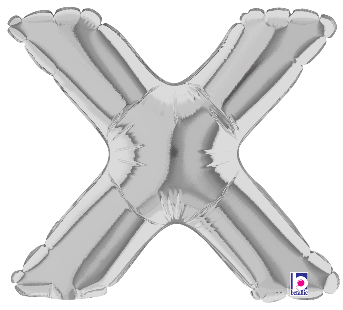 Betallic Mylar & Foil Silver Letter X (requires heat-sealing) 7″ Balloon