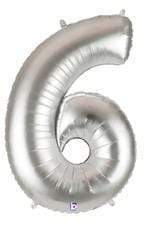Betallic Mylar & Foil Silver Number 6 40″ Balloon