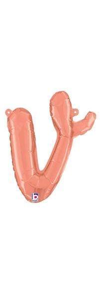 Betallic Mylar & Foil v Rose Gold Script Cursive Letter Balloons