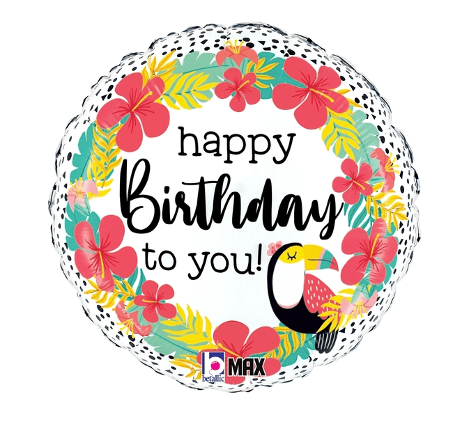 Betallic Tropical Toucan Happy Birthday 18″
